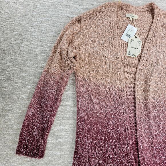 Entro Vilma Ombre Longline Open Cardigan Sweater Medium NWT Wine Blush Knit - Picture 8 of 16